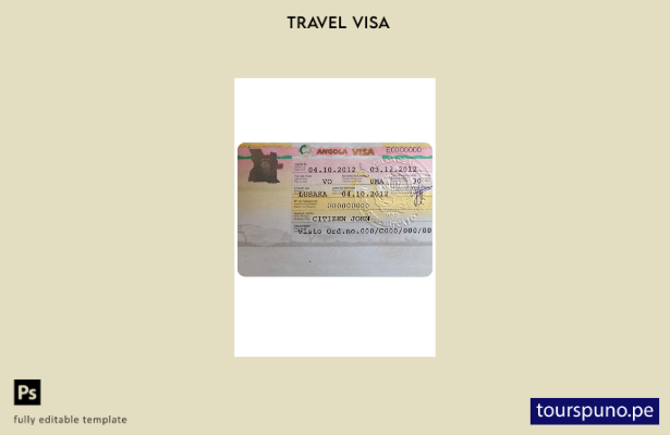 Plantilla de visa de trabajo para Angola lista para imprimir